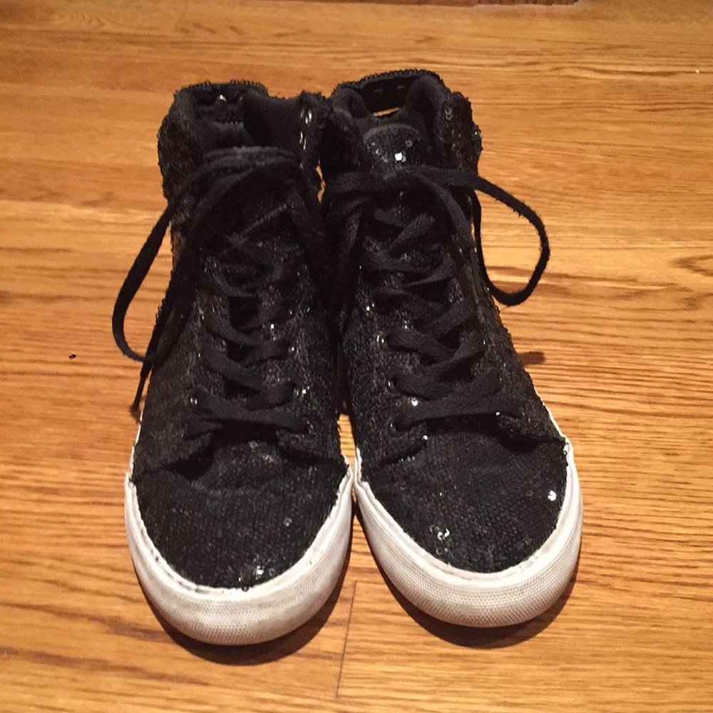 Black sequin high tops